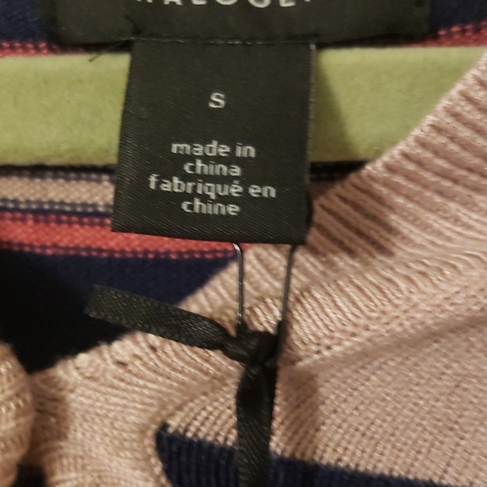 NWT Halogen Striped Knit Cardigan Pink Navy Button Front - Picture 5 of 6